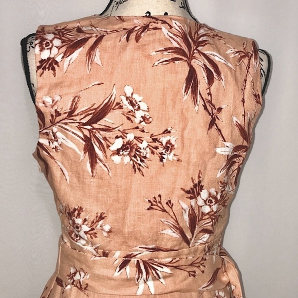 Joie Ethelda Warm Blush Belted Floral Linen Midi Dress - Picture 3 of 12